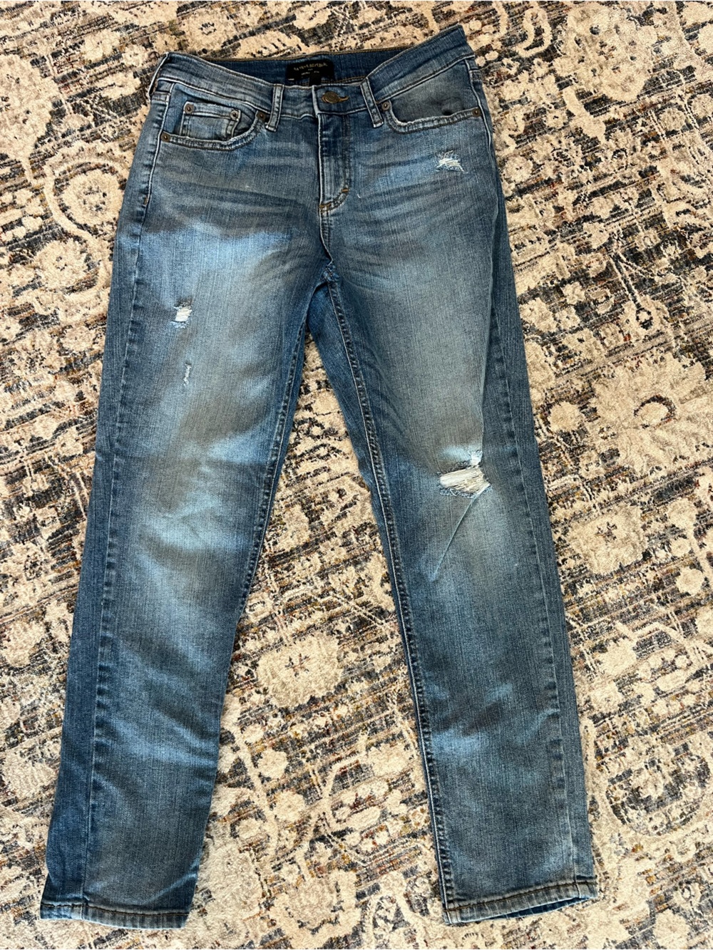 Banana Republic Distressed Medium Blue Straight-Leg Jeans